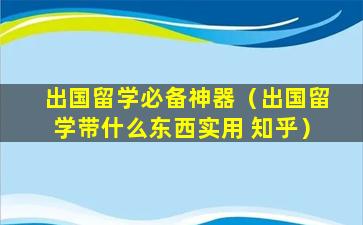 出国留学必备神器（出国留学带什么东西实用 知乎）